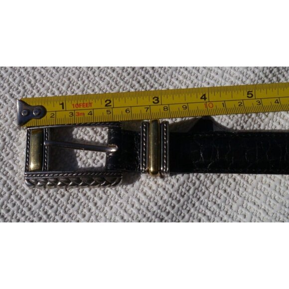 BRIGHTON Black Leather Croco Belt Silver & Gold Metal Accents Style 44203 Size S main image 8
